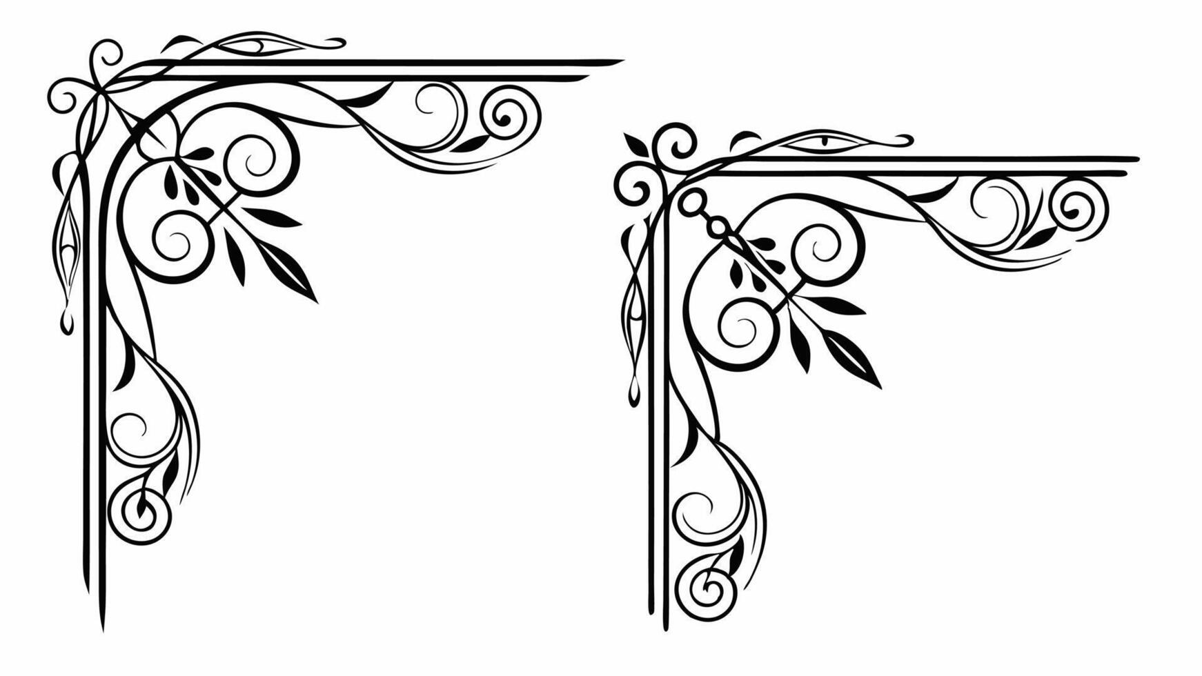 Two ornate corner brackets with swirls vector