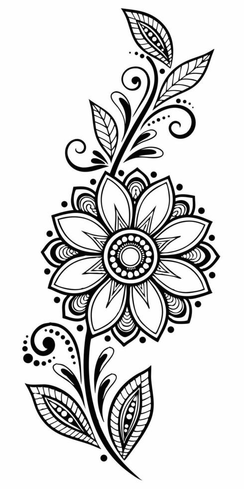 Mandala flower tattoo radiates mindful energy outward. vector