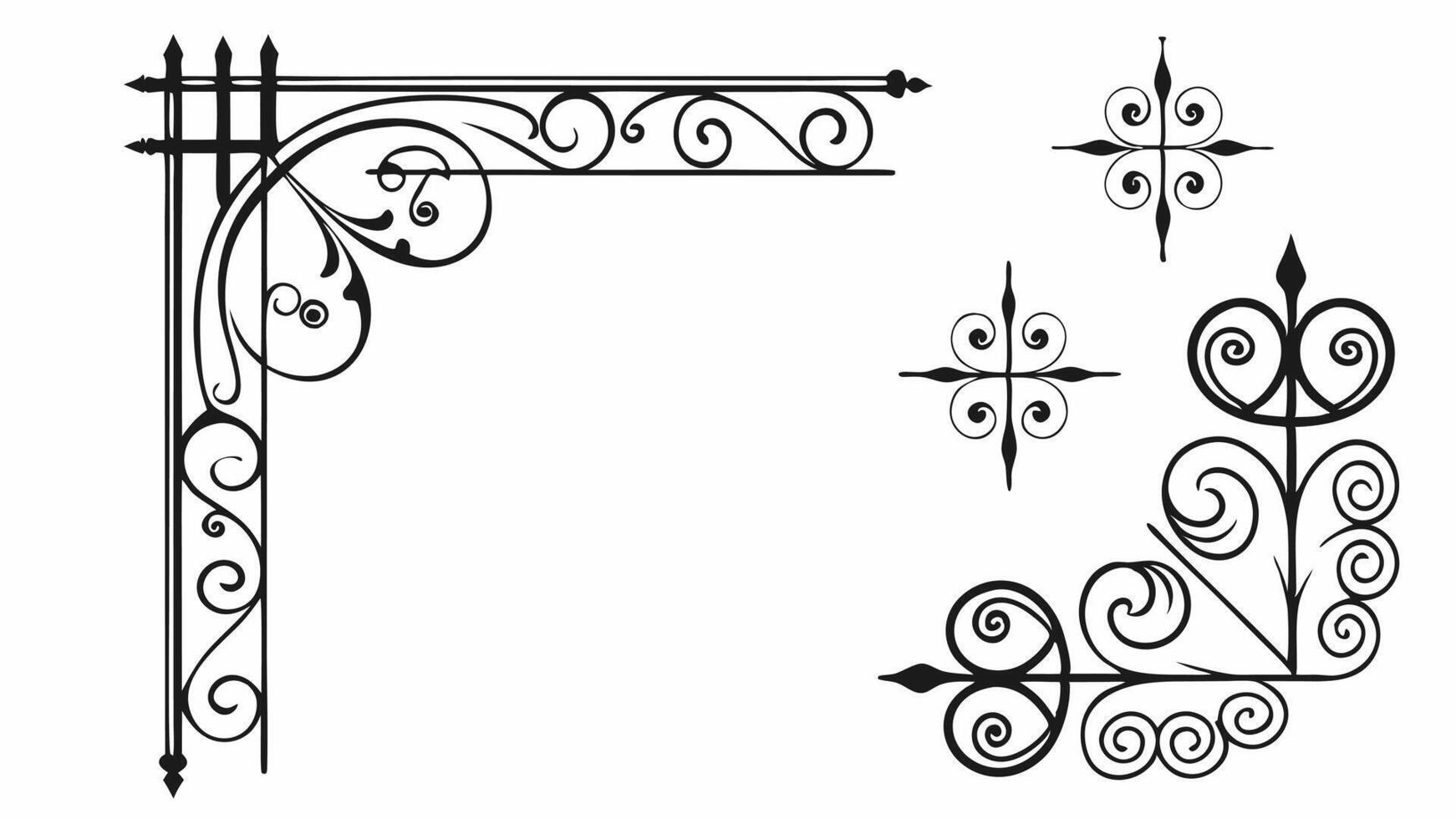 A set of decorative elements, including a corner design. vector