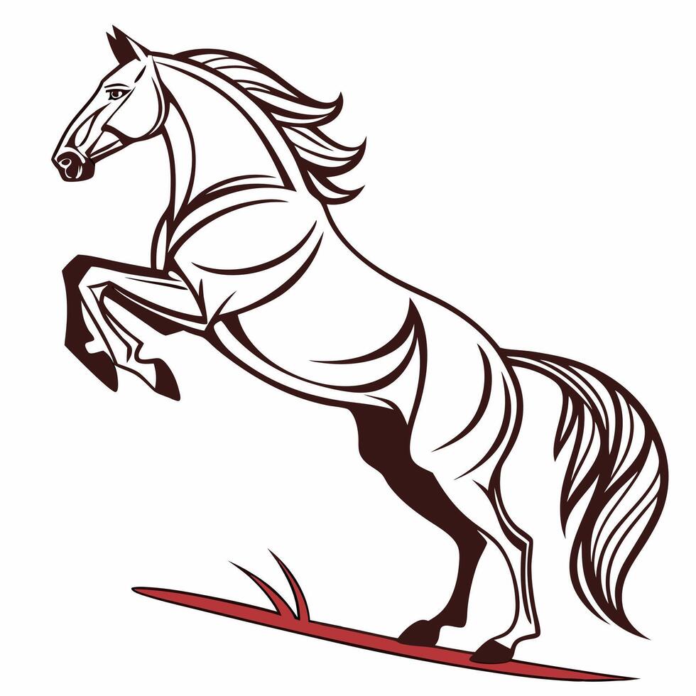 a horse with a long mane and tail. vector