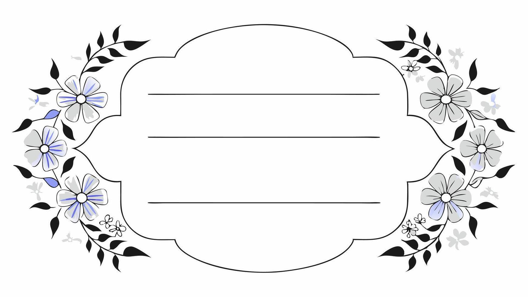 a blank frame with flowers and leaves vector