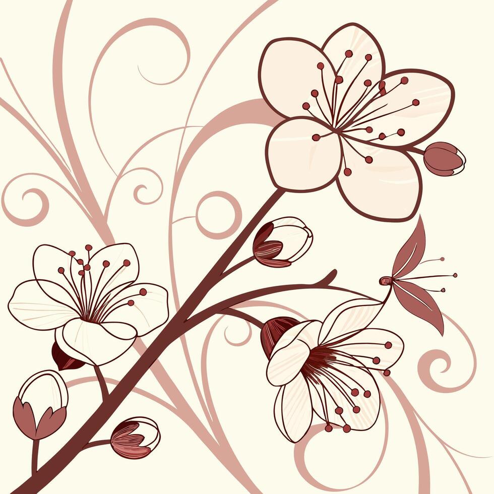 a beautiful floral background with a butterfly vector