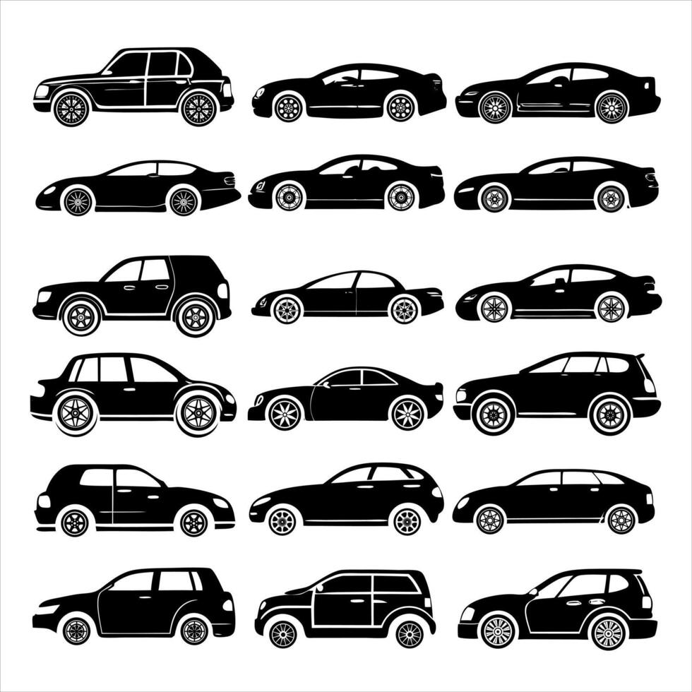 set of car silhouettes vector