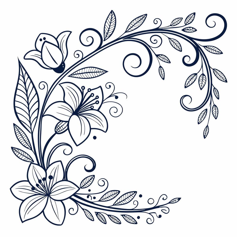 floral design with flowers and leaves on a white background vector