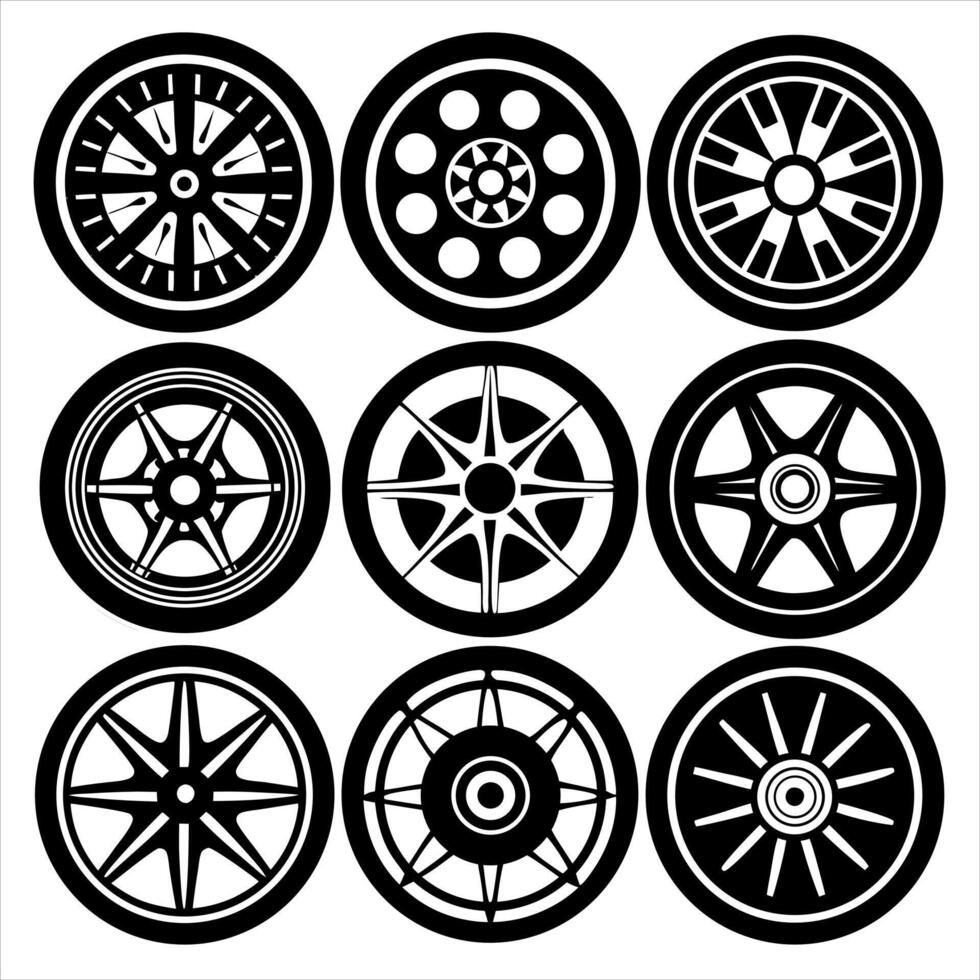 a set of wheels with different designs tire vector