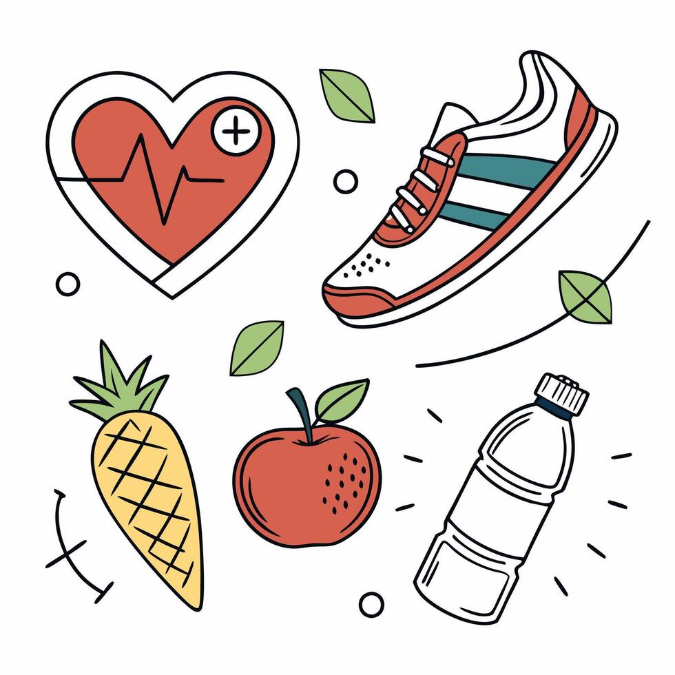 healthy lifestyle icons set vector