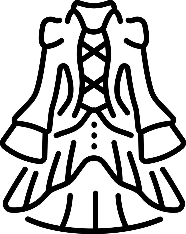 A linear style icon of a gothic attire vector
