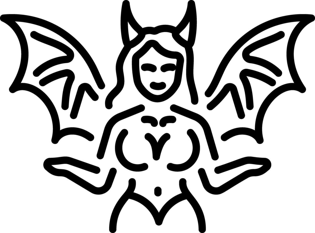 A line style icon showing a succubus creature vector