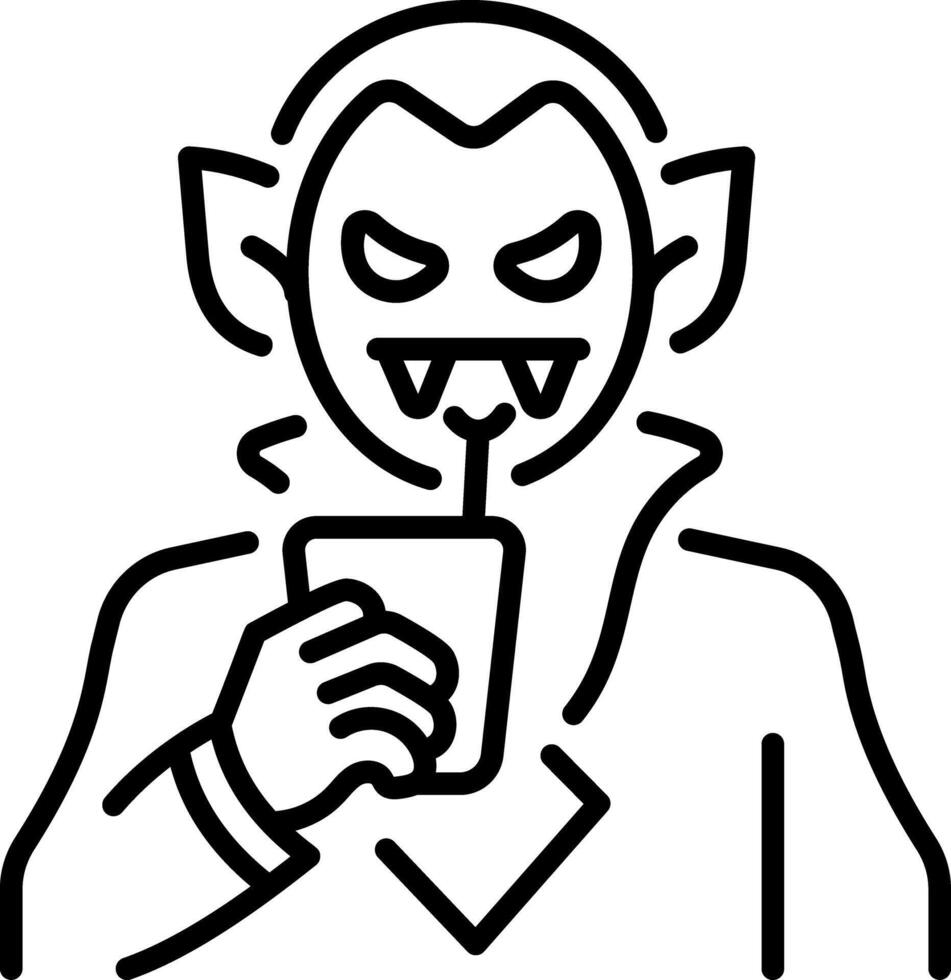 A linear style icon showing a vampire drink vector