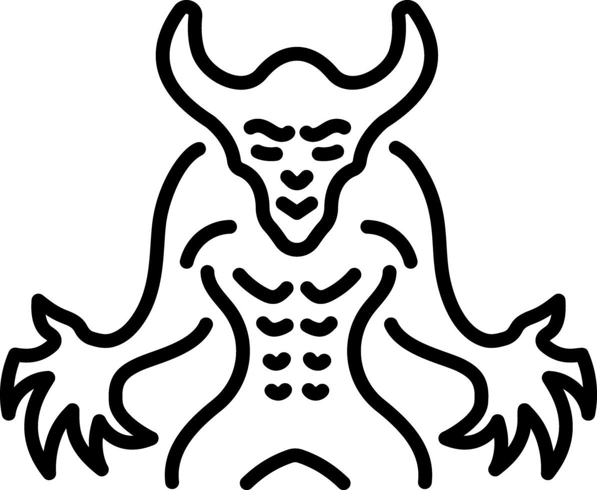 A scary demon creature icon in line style vector