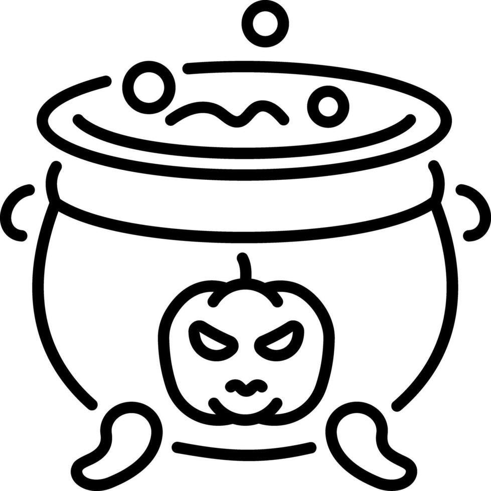 Witch magic cauldron icon in linear style vector