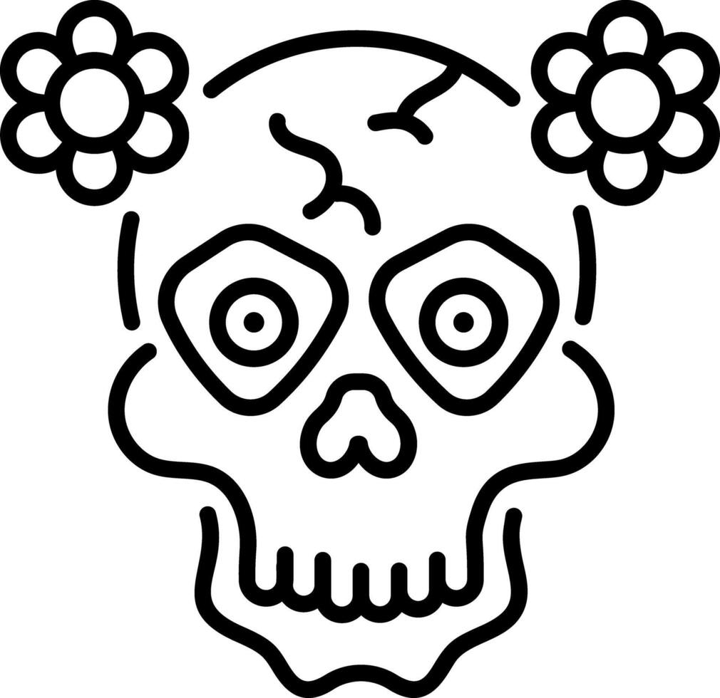 Death gothic skull icon in line style vector