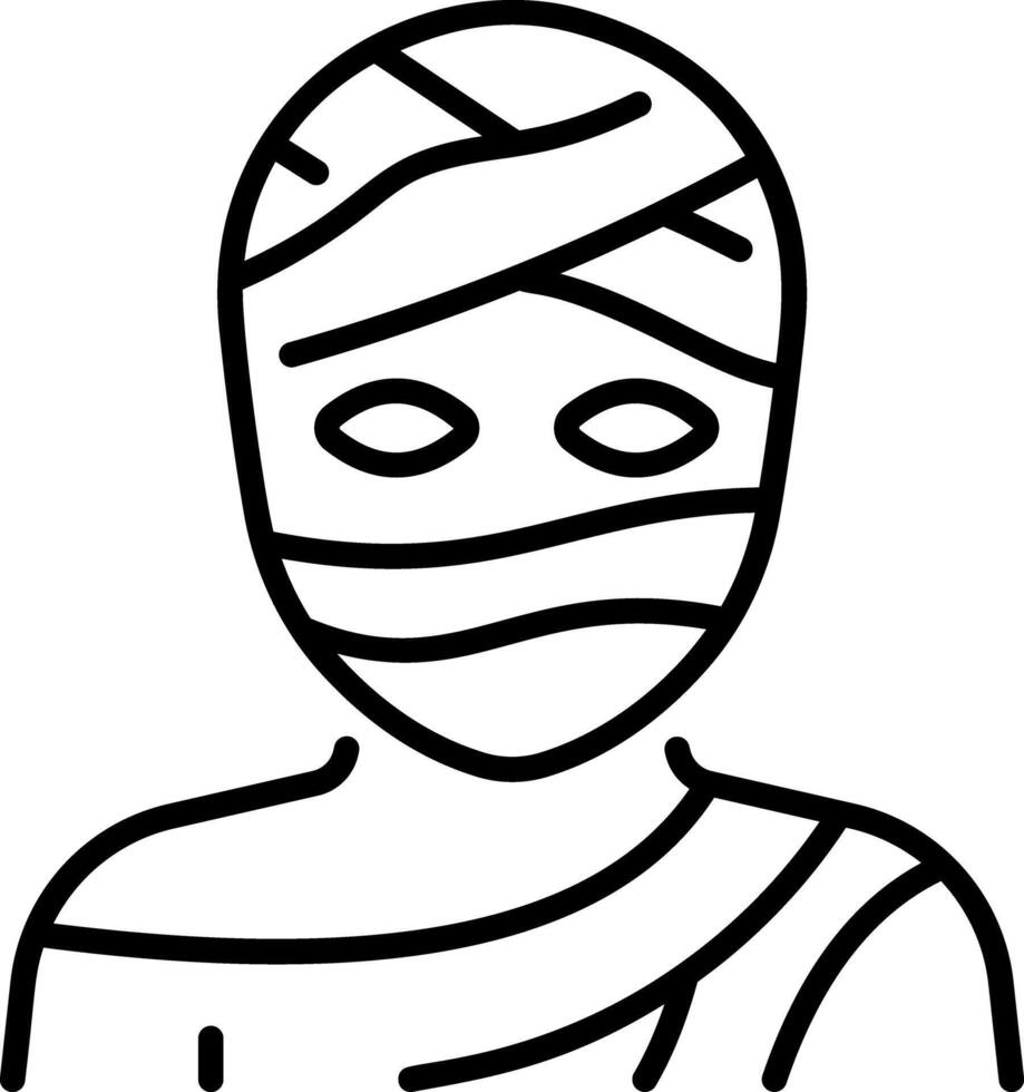 A linear style icon of a scary mummy character vector