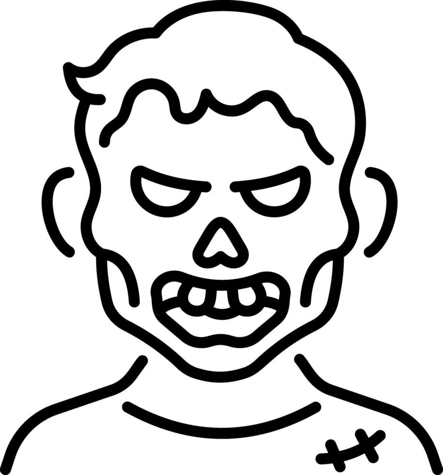 A linear style icon of a zombie head vector