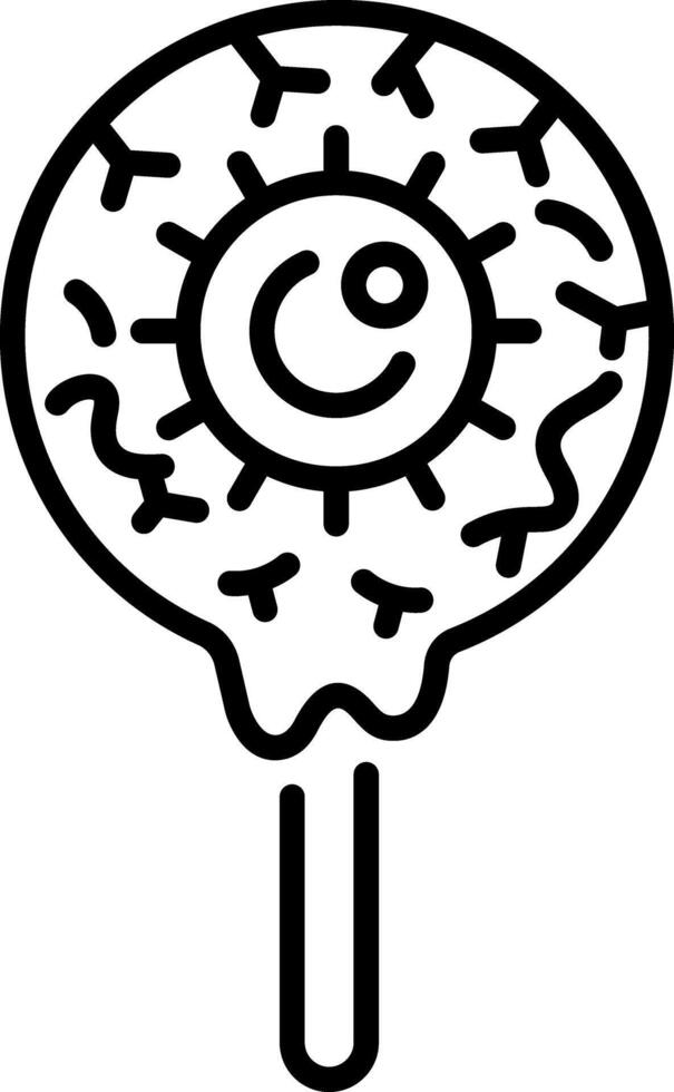 A line style icon of sweet eyeball lollipop vector