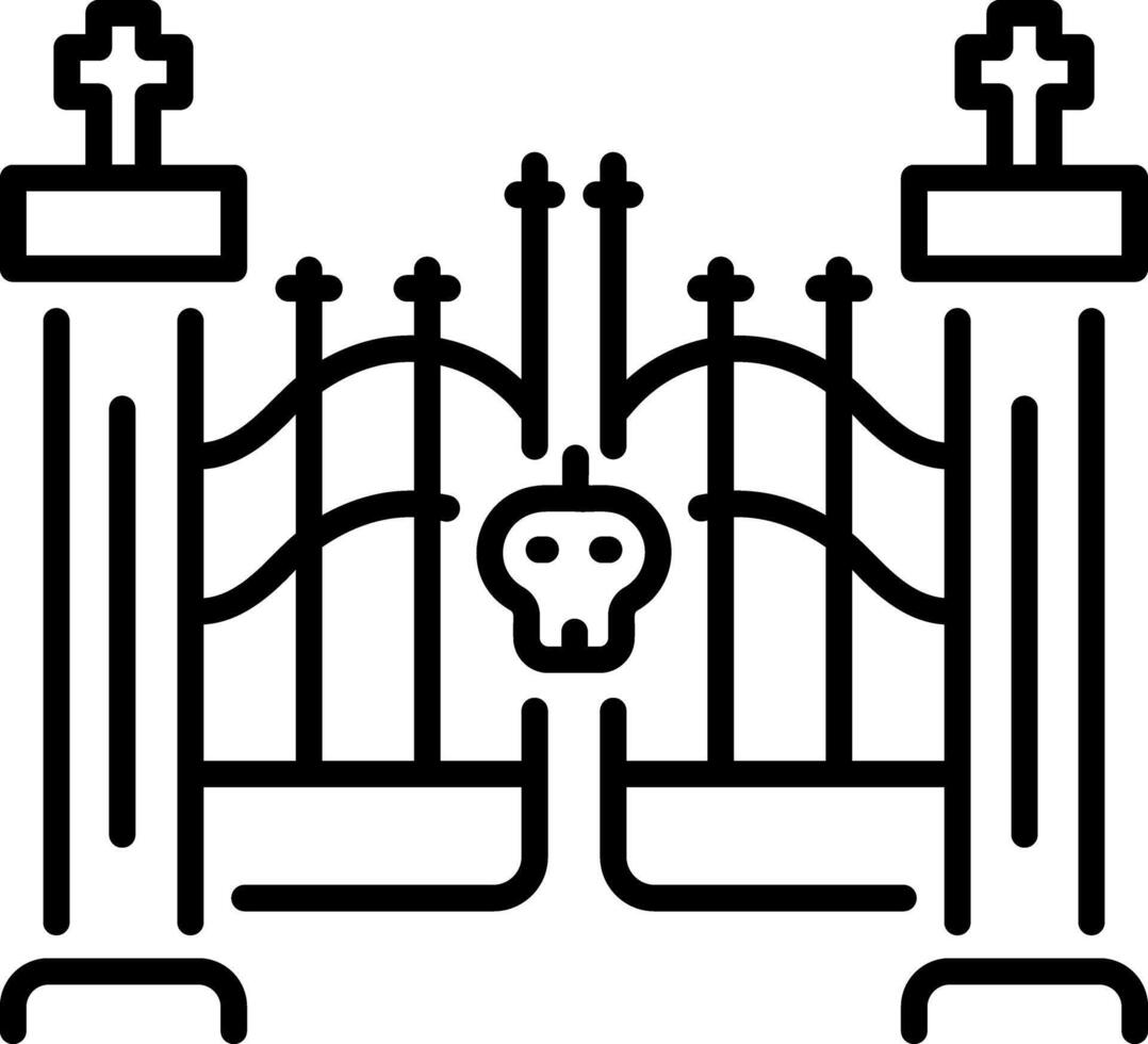 A line style icon of haunted cemetery gate vector