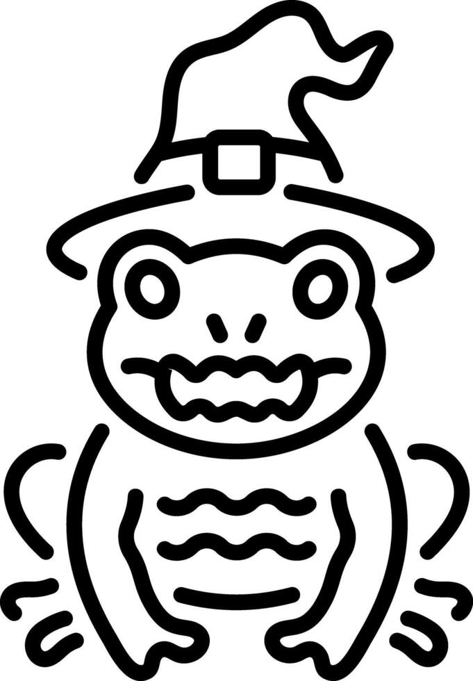 A linear style icon of a haunted frog vector