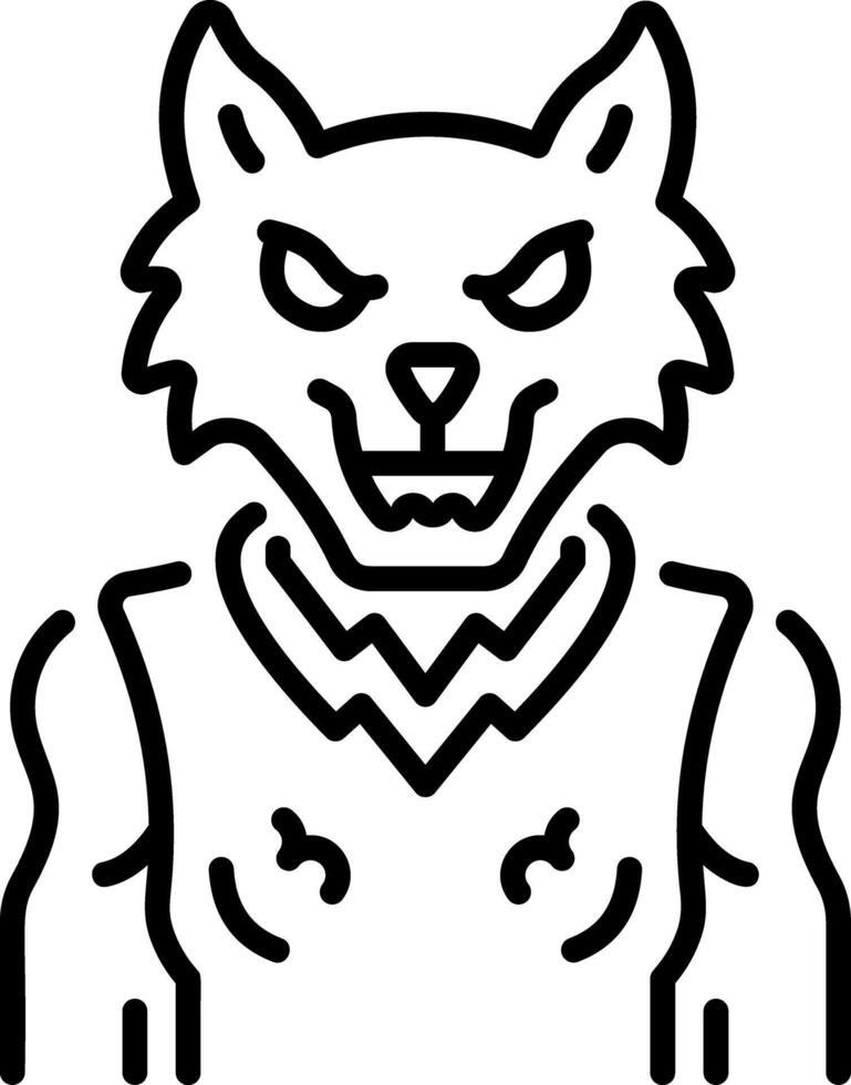 A linear style icon of a scary beast character vector
