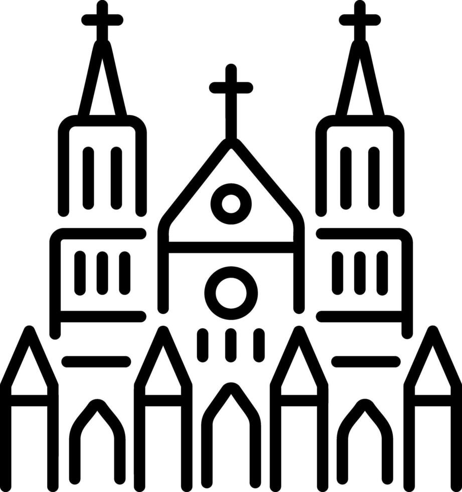 Haunted cathedral icon in linear style vector