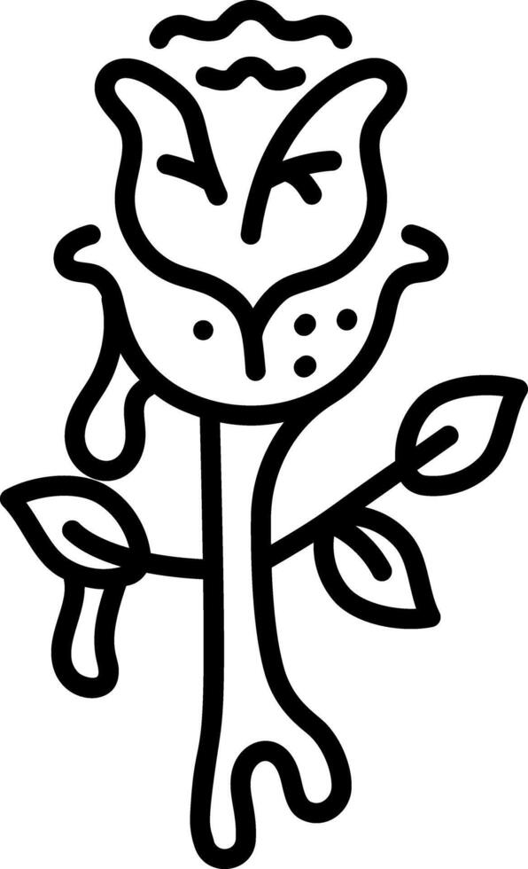 Gothic rose icon in an outline style vector