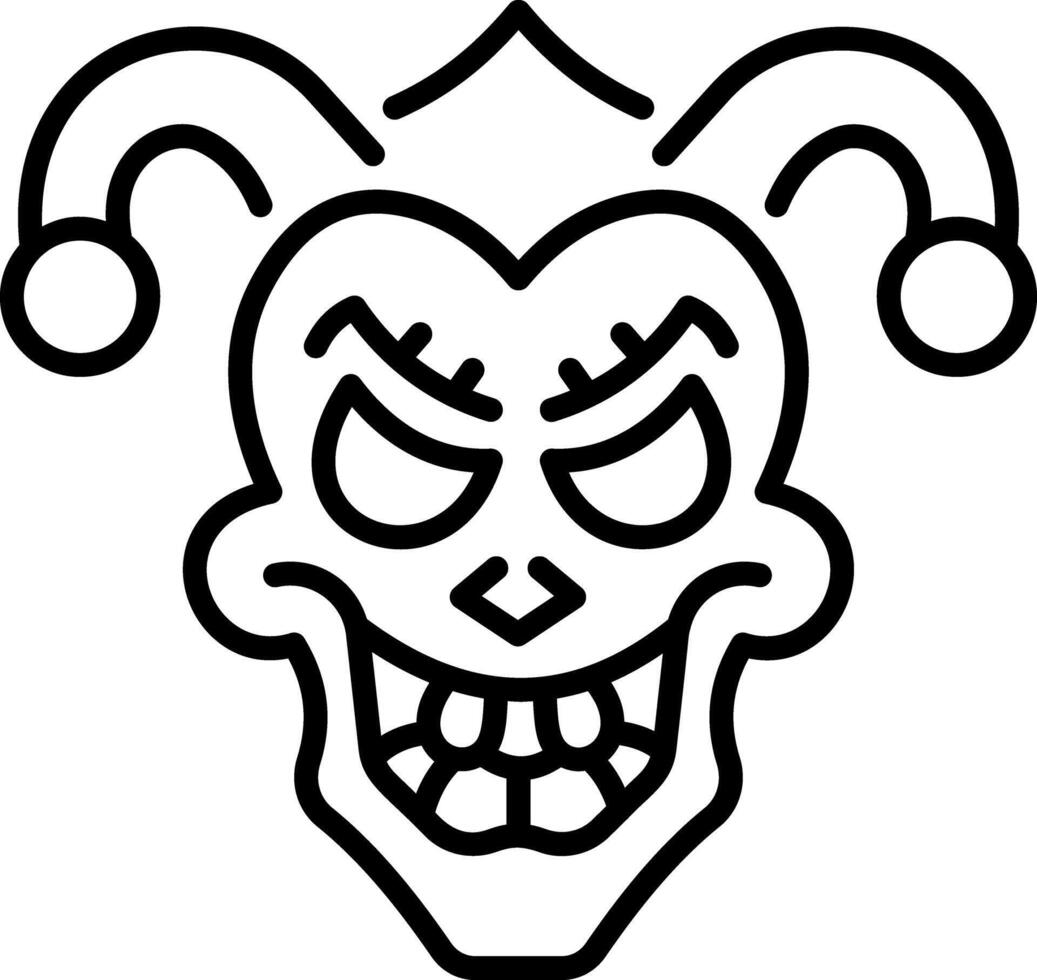 A linear style icon of a scary sinister mask vector