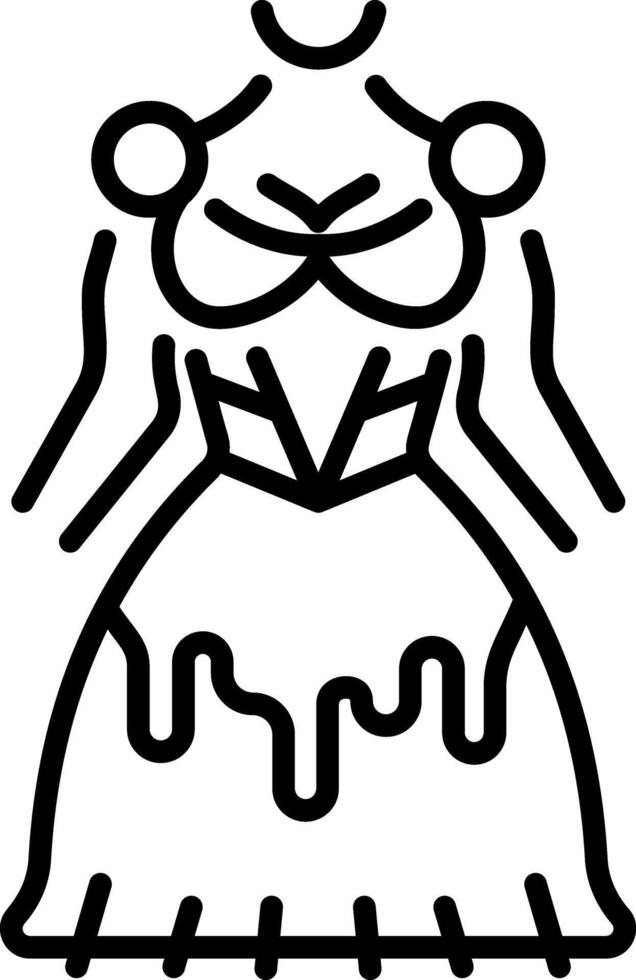 A linear style icon of a gothic dress vector