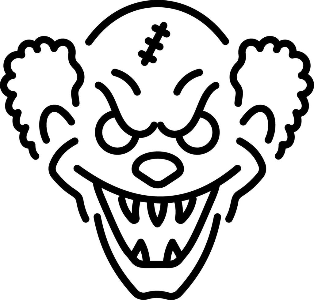 A linear style icon of a scary clown vector