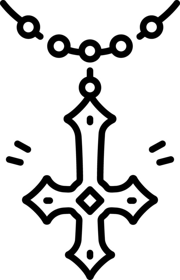 Cross necklace icon in an outline style vector