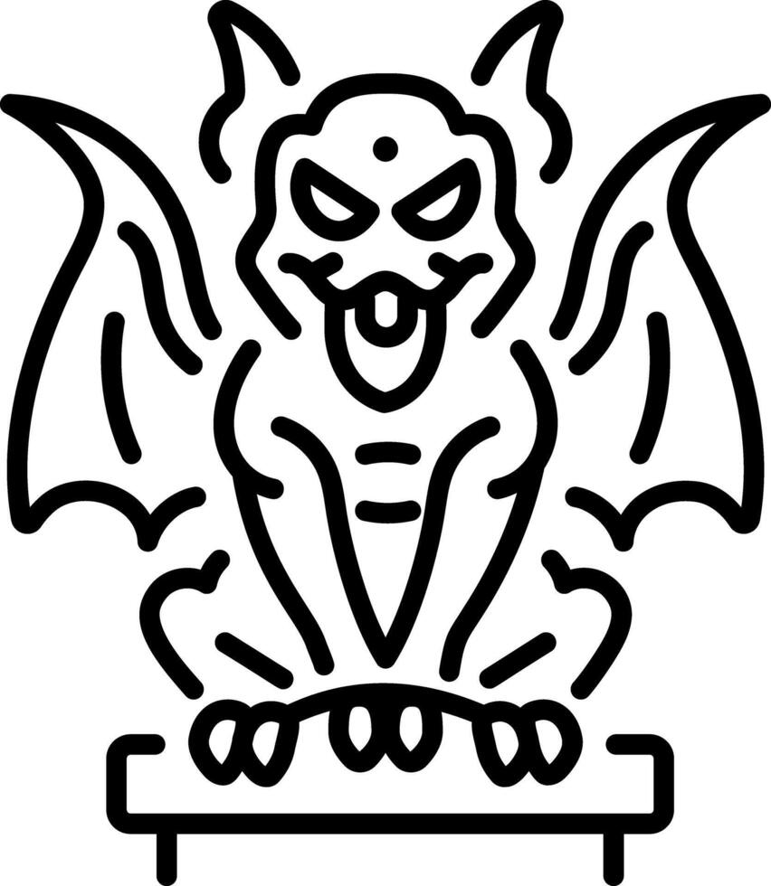 A gargoyle statue icon in linear style vector