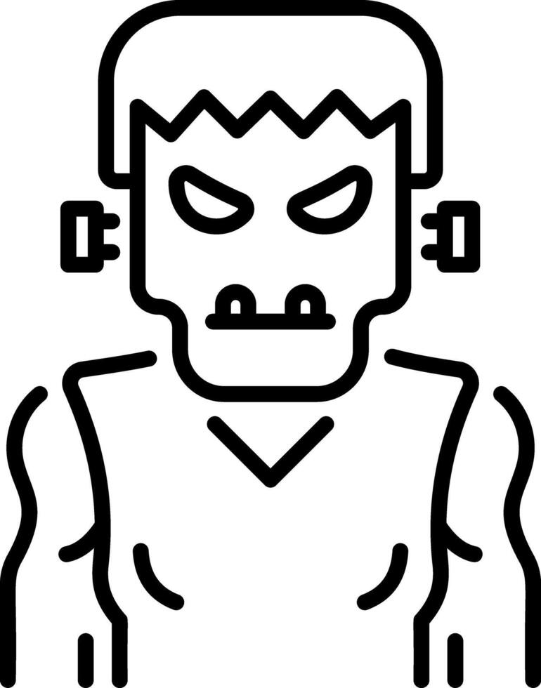 Scary frankenstein character icon in linear style vector