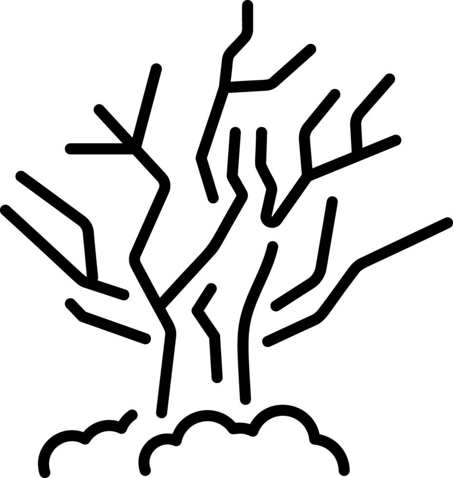 A linear style icon of a haunted dead tree vector