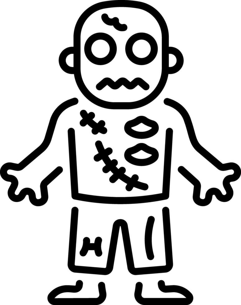 A linear style icon of a zombie character vector