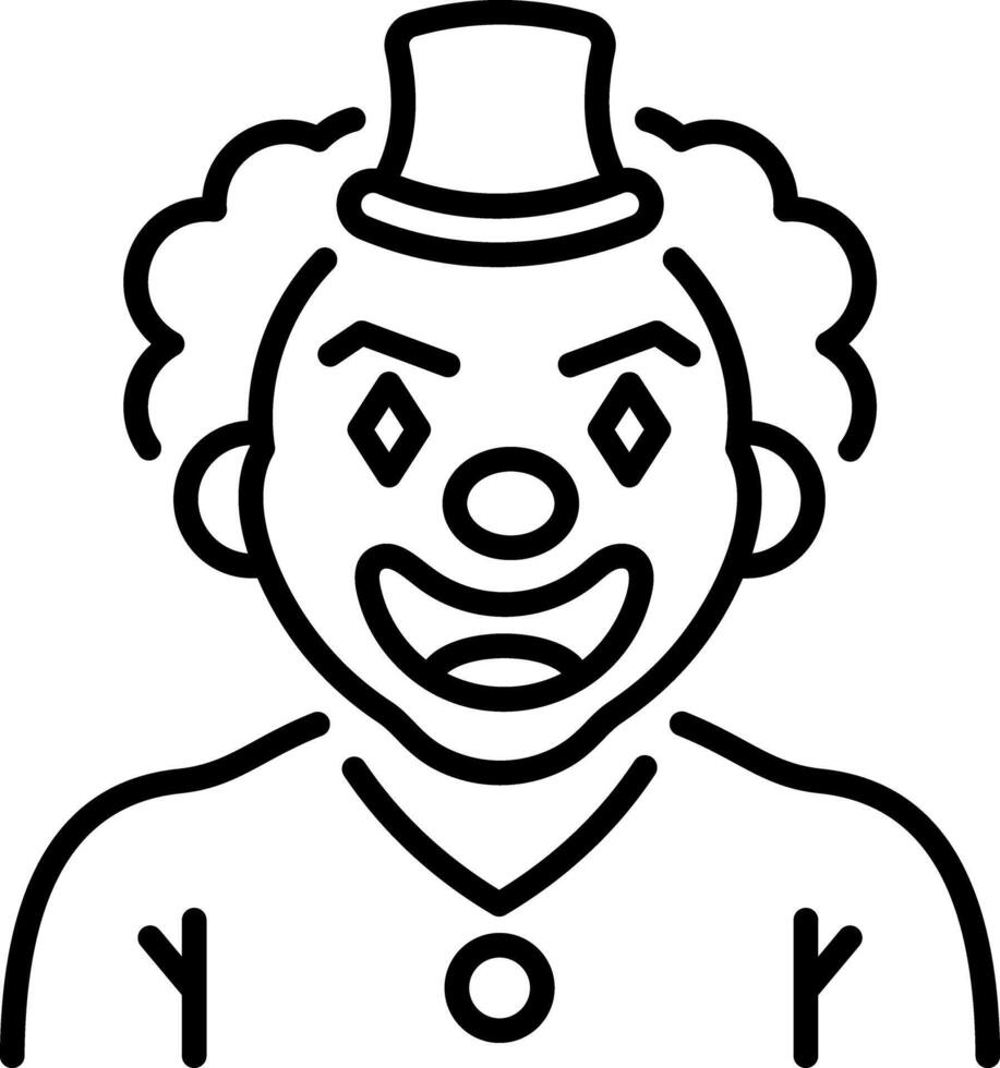 A trendy linear style icon of a scary clown vector