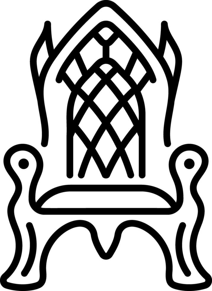 A line style icon depicting gothic throne vector