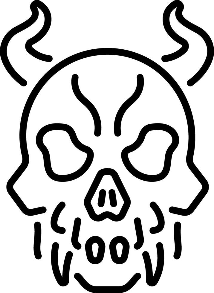 Scatty demon skull icon in linear style vector