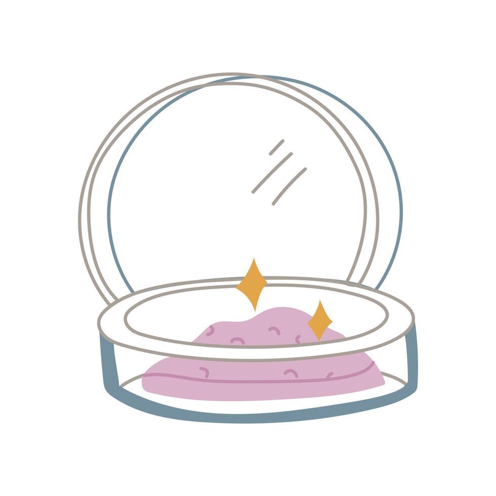 magic powder in an open glass jar. Flat color illustration. It is suitable for projects in genre of fantasy and magic. It can be used in books, games, create an atmosphere of mystical potions alchemy vector