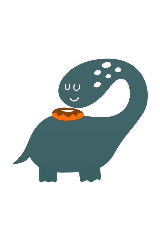 Cute scandinavian donut dinosaur nursery room wall art decor vector
