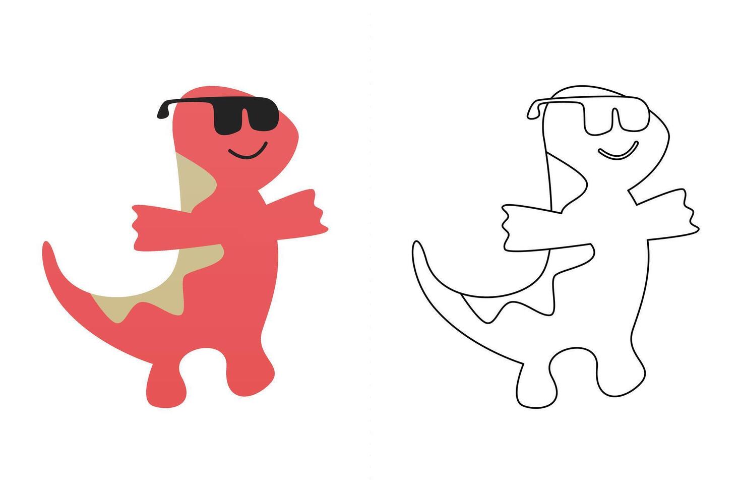 cartoon of cute dino, coloring sheet vector