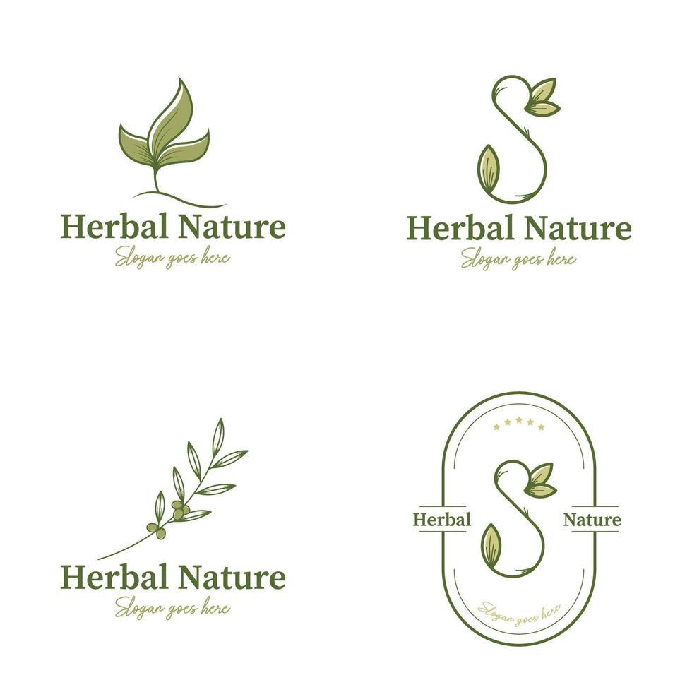 Herbal nature logo set design template vector