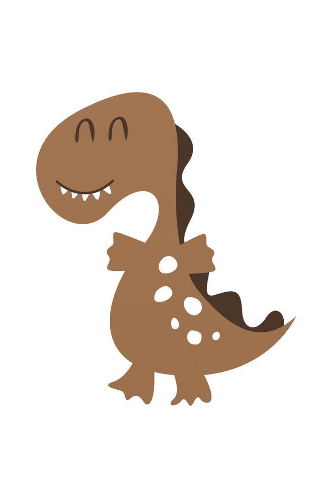 Cute scandinavian brown dinosaur nursery room wall art decor vector