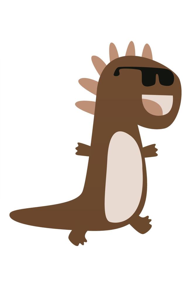 Cute scandinavian sunglasses dinosaur nursery room wall art decor vector