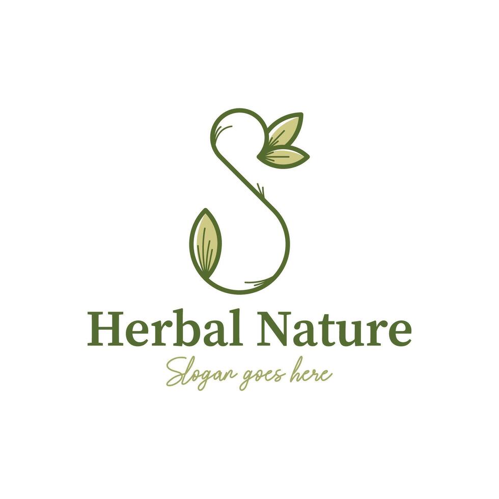Herbal leaf nature logo design template vector