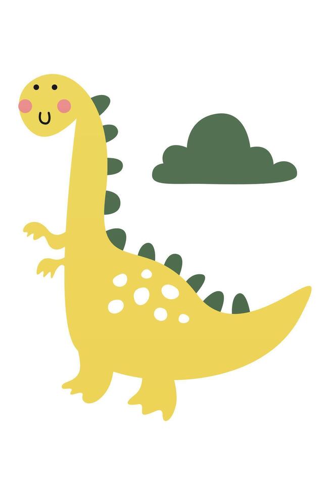 Cute scandinavian tall dinosaur nursery room wall art decor vector