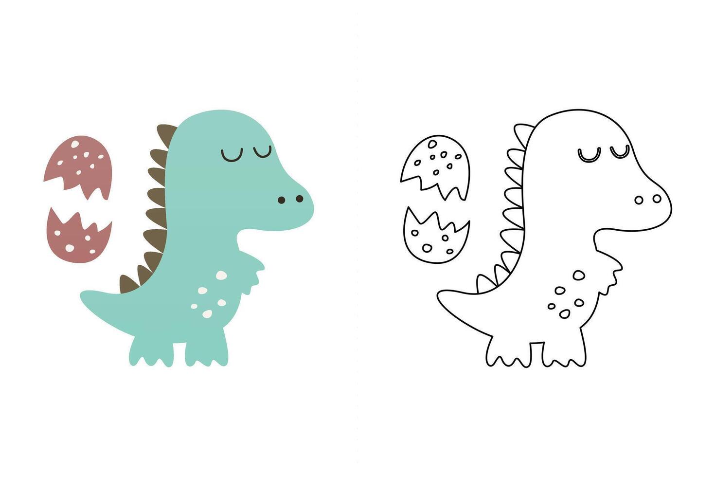 cartoon of dinosaur, coloring sheet vector