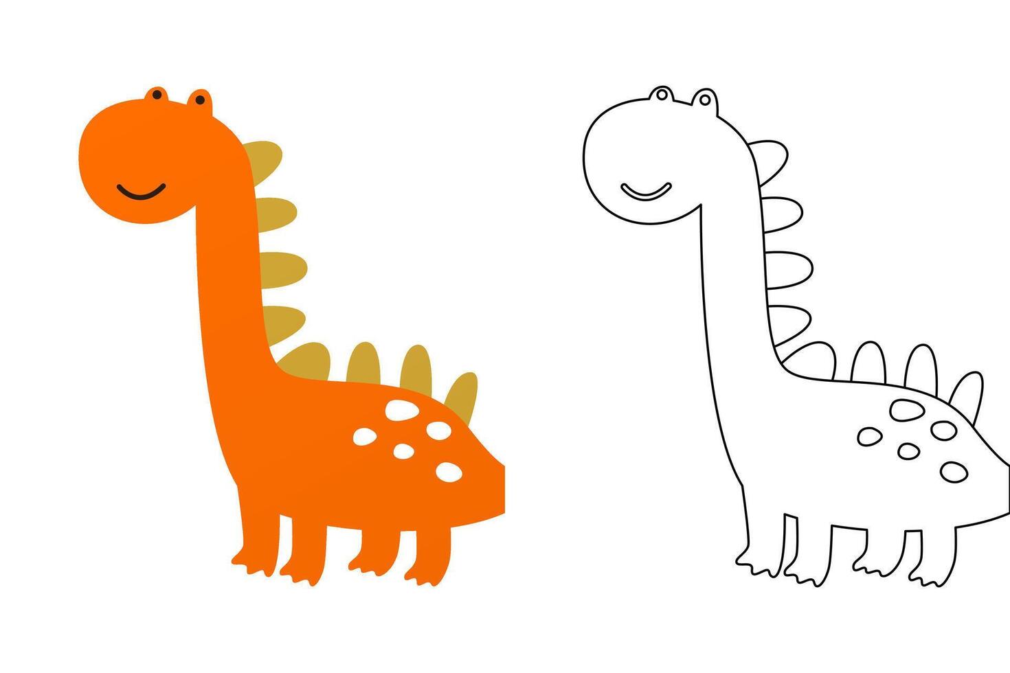cartoon of cute big dinosaur, coloring sheet vector