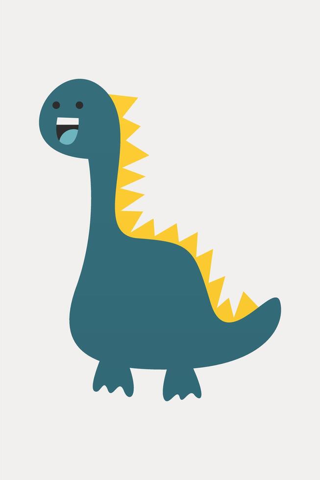 Cute scandinavian fun big dinosaur nursery room wall art decor vector