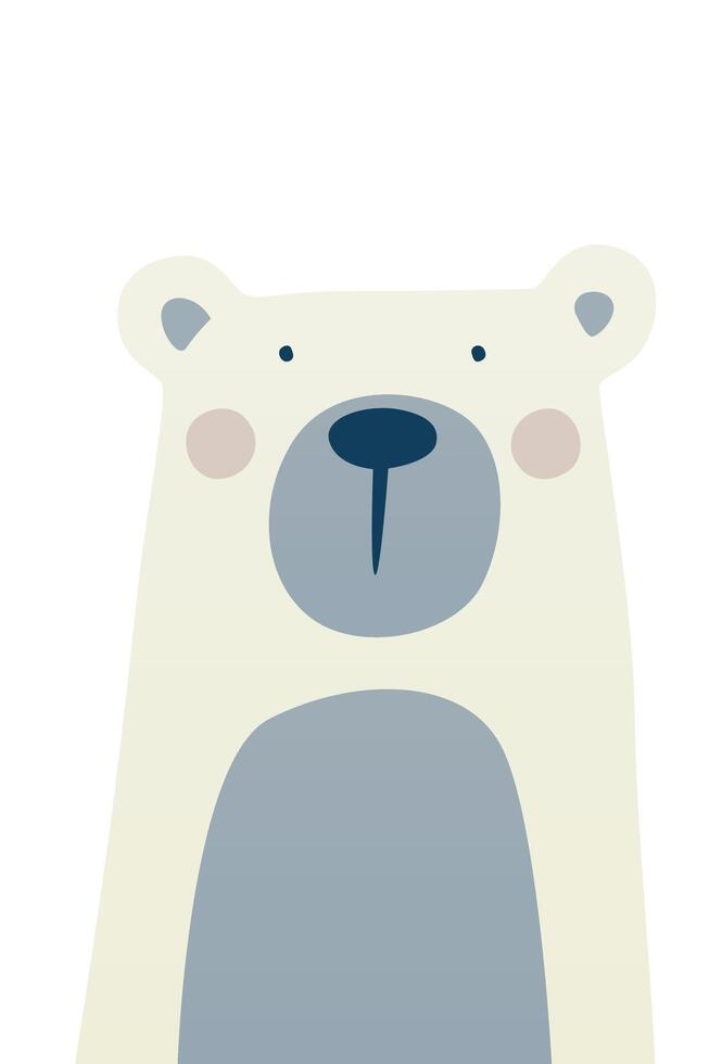 Cute scandinavian ice bear nursery room wall art decor vector