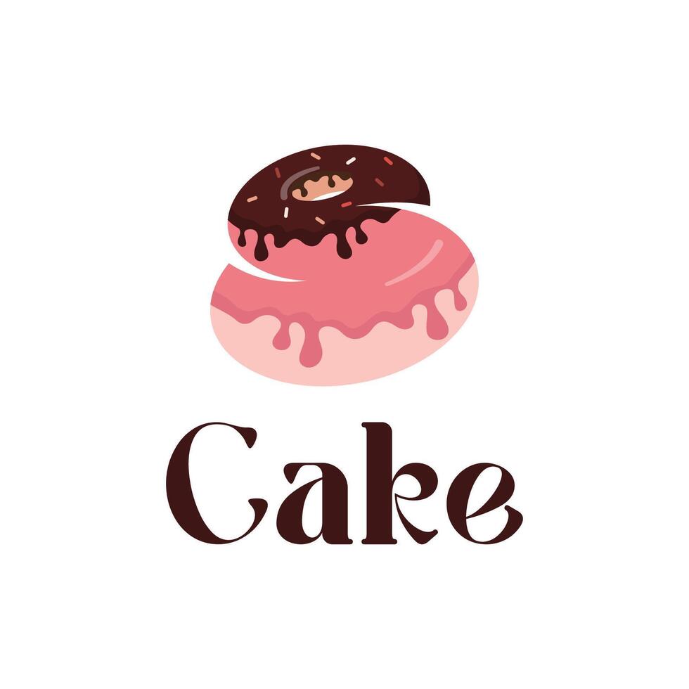 Sweat donut cake logo design template vector
