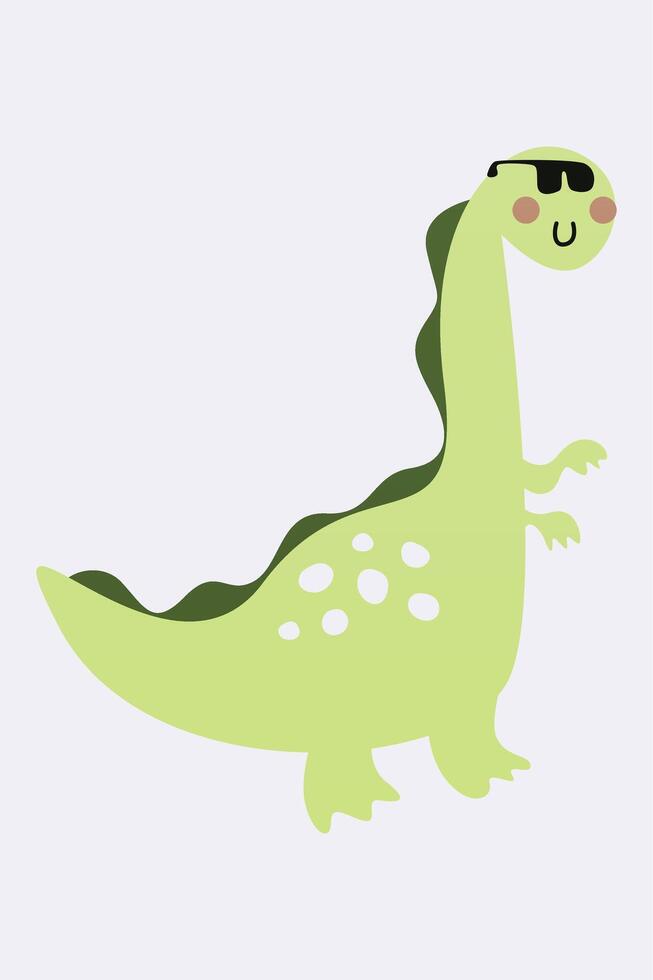 Cute scandinavian tall neck dinosaur nursery room wall art decor vector