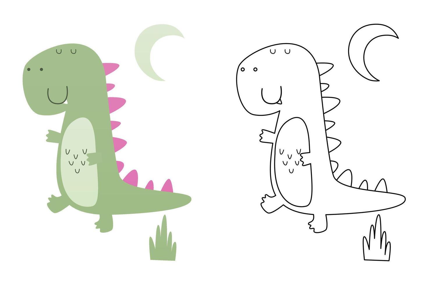 Funny dinosaur, coloring sheet vector